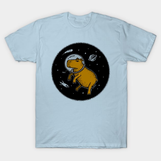 Capybara Astronaut in Space - Meh (Color version) T-Shirt by UselessRob